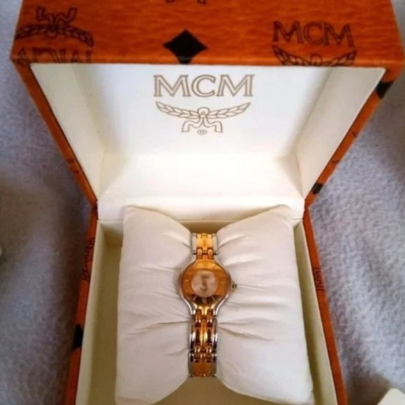 MCM Accessories - Rare mcm gold silver tone watch in original box